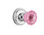 Nostalgic Warehouse - Classic Rosette Privacy Crystal Pink Glass Door Knob in Bright Chrome - CLACRP - 724089 - 2 3/4" Backset