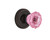 Nostalgic Warehouse - Classic Rosette Privacy Crystal Pink Glass Door Knob in Timeless Bronze - CLACRP - 724101 - 2 3/4" Backset