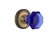 Nostalgic Warehouse - Classic Rosette Privacy Waldorf Cobalt Door Knob in Antique Brass - CLAWAC - 724122 - 2 3/8" Backset