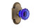 Nostalgic Warehouse - Cottage Plate Passage Crystal Cobalt Glass Door Knob in Antique Brass - COTCRC - 720276 - 2 3/4" Backset