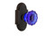 Nostalgic Warehouse - Cottage Plate Passage Crystal Cobalt Glass Door Knob in Timeless Bronze - COTCRC - 720306 - 2 3/8" Backset