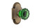 Nostalgic Warehouse - Cottage Plate Passage Crystal Emerald Glass Door Knob in Antique Brass - COTCRE - 720277 - 2 3/4" Backset