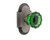 Nostalgic Warehouse - Cottage Plate Privacy Crystal Emerald Glass Door Knob in Antique Pewter - COTCRE - 724191 - 2 3/8" Backset