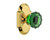 Nostalgic Warehouse - Cottage Plate Privacy Crystal Emerald Glass Door Knob in Polished Brass - COTCRE - 724221 - 2 3/8" Backset