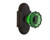 Nostalgic Warehouse - Cottage Plate Privacy Crystal Emerald Glass Door Knob in Timeless Bronze - COTCRE - 724227 - 2 3/8" Backset