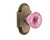 Nostalgic Warehouse - Cottage Plate Privacy Crystal Pink Glass Door Knob in Antique Brass - COTCRP - 724195 - 2 3/4" Backset