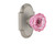 Nostalgic Warehouse - Cottage Plate Privacy Crystal Pink Glass Door Knob in Satin Nickel - COTCRP - 724210 - 2 3/4" Backset