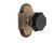 Nostalgic Warehouse - Cottage Plate Privacy Waldorf Black Door Knob in Antique Brass - COTWAB - 724231 - 2 3/8" Backset