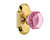 Nostalgic Warehouse - Cottage Plate Passage Waldorf Pink Door Knob in Polished Brass - COTWAP - 720337 - 2 3/4" Backset