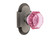 Nostalgic Warehouse - Cottage Plate Privacy Waldorf Pink Door Knob in Antique Pewter - COTWAP - 724233 - 2 3/8" Backset