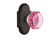 Nostalgic Warehouse - Cottage Plate Privacy Waldorf Pink Door Knob in Oil-Rubbed Bronze - COTWAP - 724253 - 2 3/4" Backset
