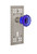 Nostalgic Warehouse - Craftsman Plate with Keyhole Privacy Crystal Cobalt Glass Door Knob in Satin Nickel - CRACRC - 725280 - 2 3/4" Backset