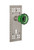 Nostalgic Warehouse - Craftsman Plate with Keyhole Privacy Crystal Emerald Glass Door Knob in Satin Nickel - CRACRE - 725281 - 2 3/4" Backset