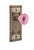Nostalgic Warehouse - Craftsman Plate Privacy Crystal Pink Glass Door Knob in Antique Brass - CRACRP - 724290 - 2 3/4" Backset