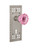 Nostalgic Warehouse - Craftsman Plate with Keyhole Privacy Crystal Pink Glass Door Knob in Satin Nickel - CRACRP - 725288 - 2 3/8" Backset