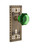 Nostalgic Warehouse - Craftsman Plate with Keyhole Privacy Waldorf Emerald Door Knob in Antique Brass - CRAWAE - 725304 - 2 3/4" Backset