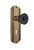 Nostalgic Warehouse - Deco Plate with Keyhole Privacy Crystal Black Glass Door Knob in Antique Brass - DECCRB - 727355 - 2 3/4" Backset