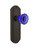 Nostalgic Warehouse - Deco Plate Passage Crystal Cobalt Glass Door Knob in Oil-Rubbed Bronze - DECCRC - 720453 - 2 3/4" Backset