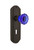 Nostalgic Warehouse - Deco Plate with Keyhole Privacy Crystal Cobalt Glass Door Knob in Oil-Rubbed Bronze - DECCRC - 725368 - 2 3/8" Backset