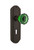 Nostalgic Warehouse - Deco Plate with Keyhole Privacy Crystal Emerald Glass Door Knob in Oil-Rubbed Bronze - DECCRE - 725369 - 2 3/8" Backset