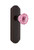 Nostalgic Warehouse - Deco Plate Privacy Crystal Pink Glass Door Knob in Timeless Bronze - DECCRP - 724381 - 2 3/4" Backset