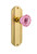 Nostalgic Warehouse - Deco Plate Privacy Crystal Pink Glass Door Knob in Unlacquered Brass - DECCRP - 724384 - 2 3/4" Backset