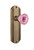 Nostalgic Warehouse - Deco Plate Privacy Crystal Pink Glass Door Knob in Antique Brass - DECCRP - 724363 - 2 3/4" Backset
