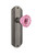 Nostalgic Warehouse - Deco Plate Privacy Crystal Pink Glass Door Knob in Antique Pewter - DECCRP - 724366 - 2 3/4" Backset