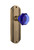 Nostalgic Warehouse - Deco Plate Privacy Waldorf Cobalt Door Knob in Antique Brass - DECWAC - 724414 - 2 3/4" Backset