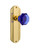 Nostalgic Warehouse - Deco Plate Privacy Waldorf Cobalt Door Knob in Unlacquered Brass - DECWAC - 724442 - 2 3/4" Backset