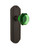 Nostalgic Warehouse - Deco Plate Privacy Waldorf Emerald Door Knob in Oil-Rubbed Bronze - DECWAE - 724428 - 2 3/4" Backset