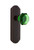 Nostalgic Warehouse - Deco Plate Privacy Waldorf Emerald Door Knob in Timeless Bronze - DECWAE - 724440 - 2 3/4" Backset