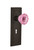Nostalgic Warehouse - Mission Plate with Keyhole Passage Crystal Pink Glass Door Knob in Oil-Rubbed Bronze - MISCRP - 721743 - 2 3/8" Backset
