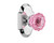Nostalgic Warehouse - Cottage Plate Single Dummy Crystal Pink Glass Door Knob in Bright Chrome - COTCRP - 722176