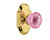 Nostalgic Warehouse - Cottage Plate Double Dummy Crystal Pink Glass Door Knob in Polished Brass - COTCRP - 723162