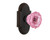 Nostalgic Warehouse - Cottage Plate Double Dummy Crystal Pink Glass Door Knob in Timeless Bronze - COTCRP - 723168