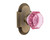 Nostalgic Warehouse - Cottage Plate Double Dummy Waldorf Pink Door Knob in Antique Brass - COTWAP - 723172