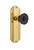 Nostalgic Warehouse - Deco Plate Single Dummy Crystal Black Glass Door Knob in Unlacquered Brass - DECCRB - 726919