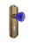 Nostalgic Warehouse - Deco Plate with Keyhole Double Dummy Crystal Cobalt Glass Door Knob in Satin Nickel - DECCRC - 723740