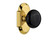 Nostalgic Warehouse - Cottage Plate Single Dummy Black Porcelain Door Knob in Polished Brass - COTBLK - 713071