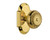Nostalgic Warehouse - Cottage Plate Privacy Meadows Door Knob in Polished Brass - COTMEA - 712920 - 2 3/8" Backset