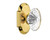 Nostalgic Warehouse - Cottage Plate Privacy Oval Fluted Crystal Glass Door Knob in Polished Brass - COTOFC - 714660 - 2 3/4" Backset