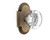 Nostalgic Warehouse - Cottage Plate Passage Round Clear Crystal Glass Door Knob in Antique Brass - COTRCC - 712848 - 2 3/8" Backset