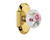 Nostalgic Warehouse - Cottage Plate Passage White Rose Porcelain Door Knob in Polished Brass - COTROS - 708604 - 2 3/4" Backset