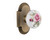 Nostalgic Warehouse - Cottage Plate Single Dummy White Rose Porcelain Door Knob in Antique Brass - COTROS - 713047
