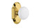 Nostalgic Warehouse - Cottage Plate Privacy White Porcelain Door Knob in Polished Brass - COTWHI - 714701 - 2 3/4" Backset