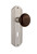 Nostalgic Warehouse - Deco Plate with Keyhole Privacy Brown Porcelain Door Knob in Satin Nickel - DECBRN - 705733 - 2 3/8" Backset