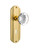 Nostalgic Warehouse - Deco Plate with Keyhole Passage Round Clear Crystal Glass Door Knob in Unlacquered Brass - DECRCC - 710582 - 2 3/4" Backset
