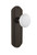 Nostalgic Warehouse - Deco Plate Privacy White Porcelain Door Knob in Oil-Rubbed Bronze - DECWHI - 705406 - 2 3/8" Backset