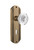 Nostalgic Warehouse - Deco Plate Passage with Keyhole Crystal Egg & Dart Knob in Antique Brass - DECCED - 750484 - 2 3/8" Backset